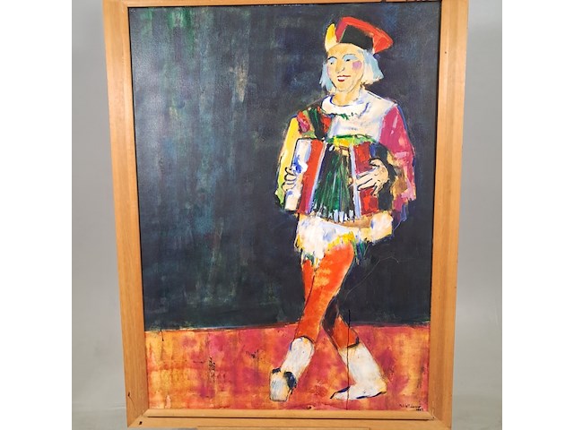 Acryl schilderij, maya wildevuur, clown met harmonica - afbeelding 5 van  9