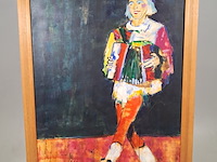 Acryl schilderij, maya wildevuur, clown met harmonica - afbeelding 5 van  9