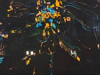 Acryl schilderij, maya wildevuur, compositie, 1988