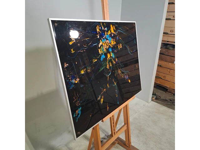Acryl schilderij, maya wildevuur, compositie, 1988 - afbeelding 3 van  8