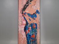 Acryl schilderij, maya wildevuur, dame, 1991 - afbeelding 2 van  9