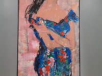 Acryl schilderij, maya wildevuur, dame, 1991 - afbeelding 4 van  9