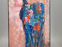 Acryl schilderij, maya wildevuur, dame, 1991 - afbeelding 5 van  9