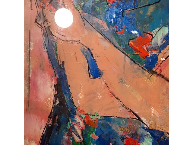 Acryl schilderij, maya wildevuur, dame, 1991 - afbeelding 6 van  9