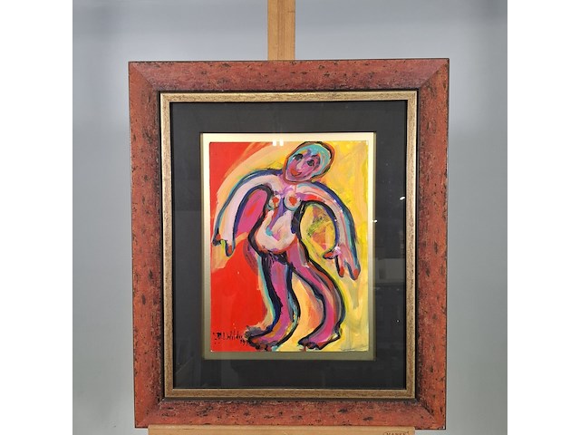 Acryl schilderij, maya wildevuur, dansende vrouw, 1996 - afbeelding 2 van  9