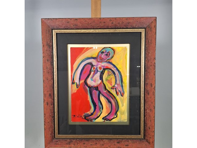 Acryl schilderij, maya wildevuur, dansende vrouw, 1996 - afbeelding 3 van  9