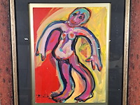 Acryl schilderij, maya wildevuur, dansende vrouw, 1996 - afbeelding 4 van  9