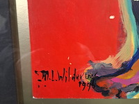 Acryl schilderij, maya wildevuur, dansende vrouw, 1996 - afbeelding 6 van  9