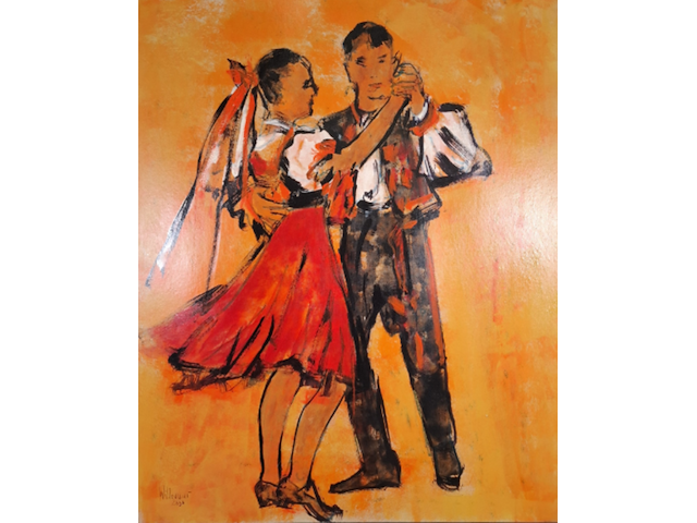 Acryl schilderij, maya wildevuur, danspaar - afbeelding 1 van  11