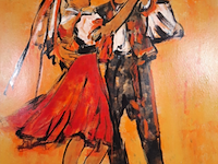 Acryl schilderij, maya wildevuur, danspaar - afbeelding 1 van  11