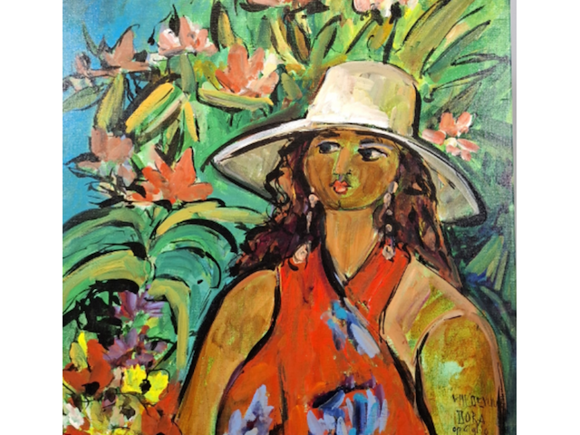 Acryl schilderij, maya wildevuur, dora op giglio, 2004 - afbeelding 1 van  8