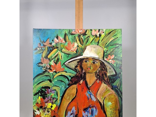 Acryl schilderij, maya wildevuur, dora op giglio, 2004 - afbeelding 3 van  8