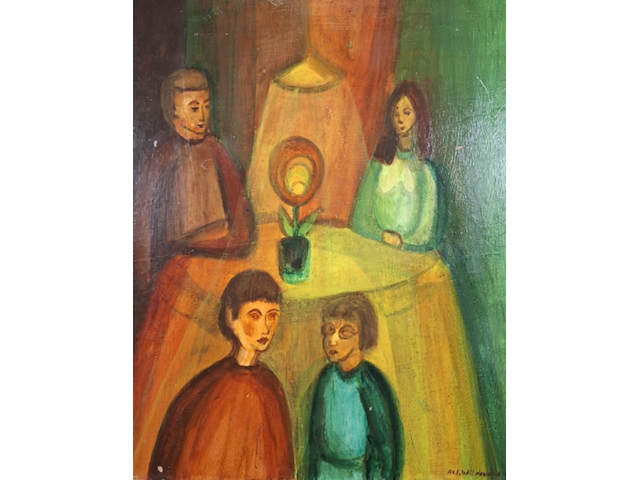 Acryl schilderij, maya wildevuur, familie tafereel - afbeelding 1 van  15