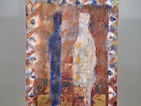 Acryl schilderij, maya wildevuur, figuren, 1992 - afbeelding 2 van  7