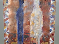 Acryl schilderij, maya wildevuur, figuren, 1992 - afbeelding 3 van  7