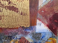 Acryl schilderij, maya wildevuur, figuren, 1992 - afbeelding 6 van  7