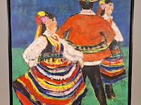 Acryl schilderij, maya wildevuur, folkloredansers, 1993 - afbeelding 4 van  8