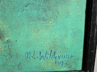 Acryl schilderij, maya wildevuur, folkloredansers, 1993 - afbeelding 5 van  8