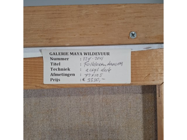 Acryl schilderij, maya wildevuur, folkloredansers, 1993 - afbeelding 8 van  8
