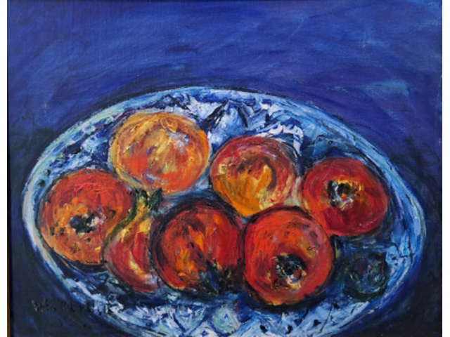 Acryl schilderij, maya wildevuur, fruitschaal - afbeelding 1 van  10