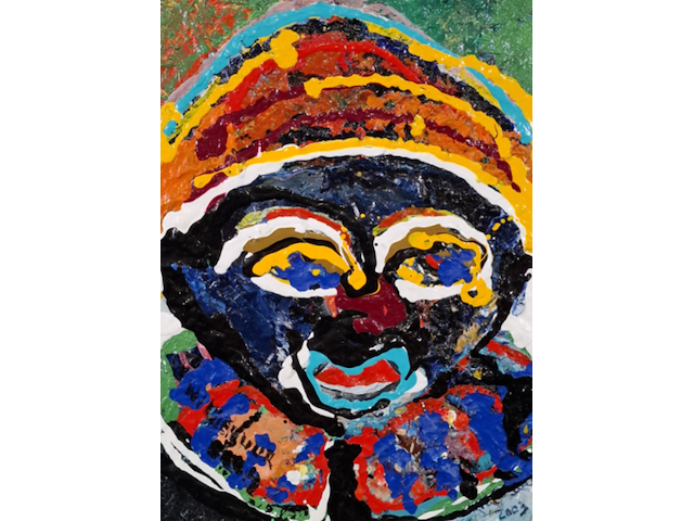 Acryl schilderij, maya wildevuur, gezicht - afbeelding 1 van  8