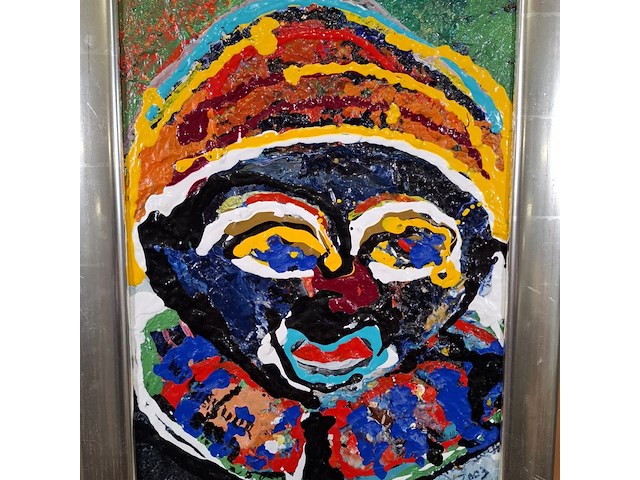 Acryl schilderij, maya wildevuur, gezicht - afbeelding 4 van  8