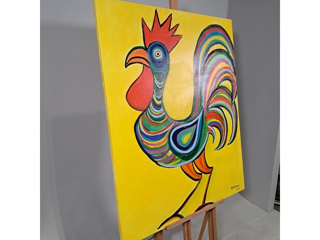 Acryl schilderij, maya wildevuur, haan, 2013 - afbeelding 3 van  8