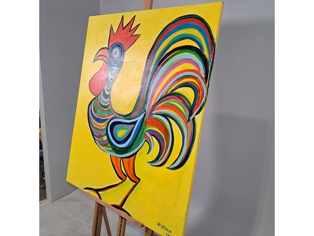 Acryl schilderij, maya wildevuur, haan, 2013 - afbeelding 4 van  8