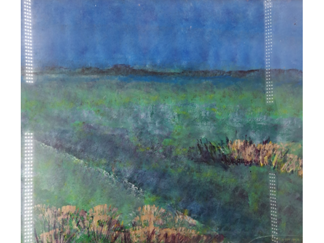 Acryl schilderij, maya wildevuur, heideveld, 1990 - afbeelding 1 van  10