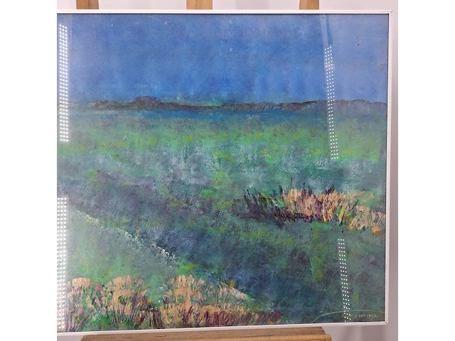 Acryl schilderij, maya wildevuur, heideveld, 1990 - afbeelding 5 van  10