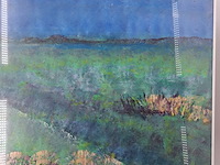 Acryl schilderij, maya wildevuur, heideveld, 1990 - afbeelding 5 van  10