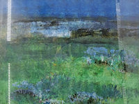 Acryl schilderij, maya wildevuur, heideveld, 1990 - afbeelding 1 van  10