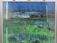 Acryl schilderij, maya wildevuur, heideveld, 1990 - afbeelding 3 van  10