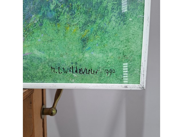 Acryl schilderij, maya wildevuur, heideveld, 1990 - afbeelding 6 van  10