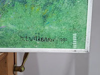 Acryl schilderij, maya wildevuur, heideveld, 1990 - afbeelding 6 van  10