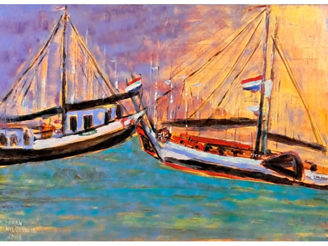 Acryl schilderij, maya wildevuur, hoorn, 2003 - afbeelding 1 van  9