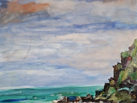 Acryl schilderij, maya wildevuur, ilfracombe, 2012