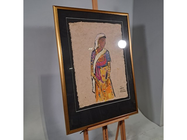 Acryl schilderij, maya wildevuur, india, 2002 - afbeelding 4 van  9