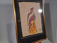 Acryl schilderij, maya wildevuur, india, 2002 - afbeelding 4 van  9