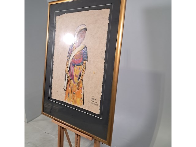 Acryl schilderij, maya wildevuur, india, 2002 - afbeelding 5 van  9