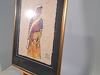 Acryl schilderij, maya wildevuur, india, 2002 - afbeelding 5 van  9