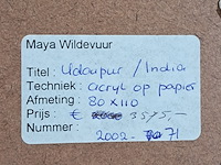 Acryl schilderij, maya wildevuur, india, 2002 - afbeelding 9 van  9