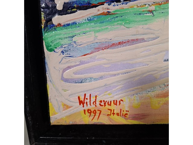 Acryl schilderij, maya wildevuur, italië , 1997 - afbeelding 5 van  9