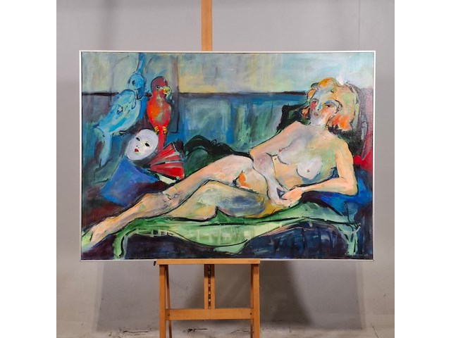 Acryl schilderij, maya wildevuur, joke, 1989 - afbeelding 1 van  7