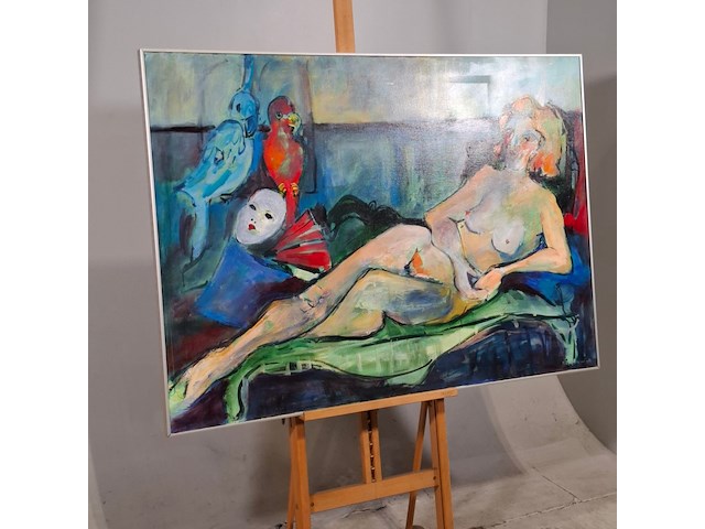 Acryl schilderij, maya wildevuur, joke, 1989 - afbeelding 2 van  7