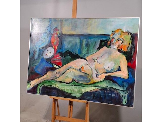 Acryl schilderij, maya wildevuur, joke, 1989 - afbeelding 3 van  7