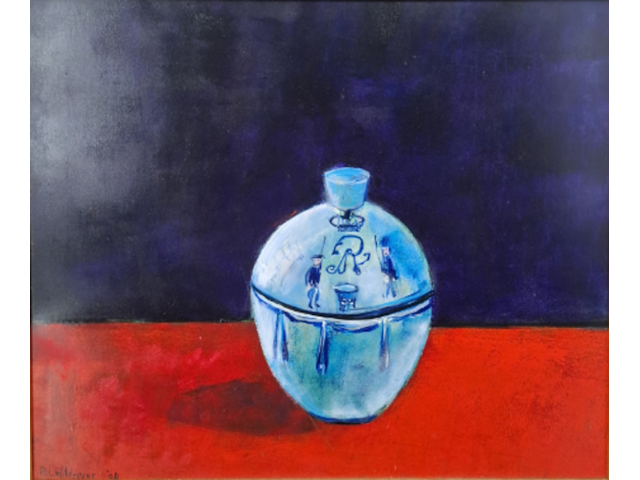 Acryl schilderij, maya wildevuur, kommetje, 1998 - afbeelding 1 van  10