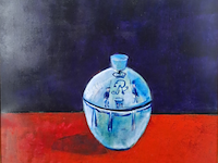 Acryl schilderij, maya wildevuur, kommetje, 1998 - afbeelding 1 van  10