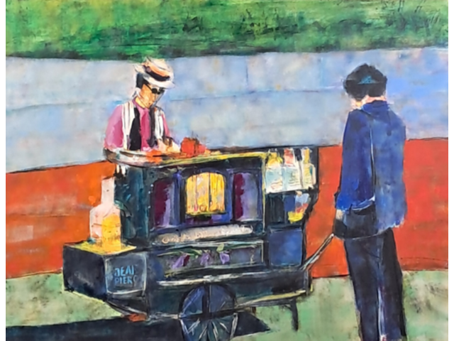 Acryl schilderij, maya wildevuur, kraam, 1993 - afbeelding 1 van  9
