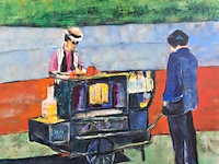 Acryl schilderij, maya wildevuur, kraam, 1993 - afbeelding 1 van  9